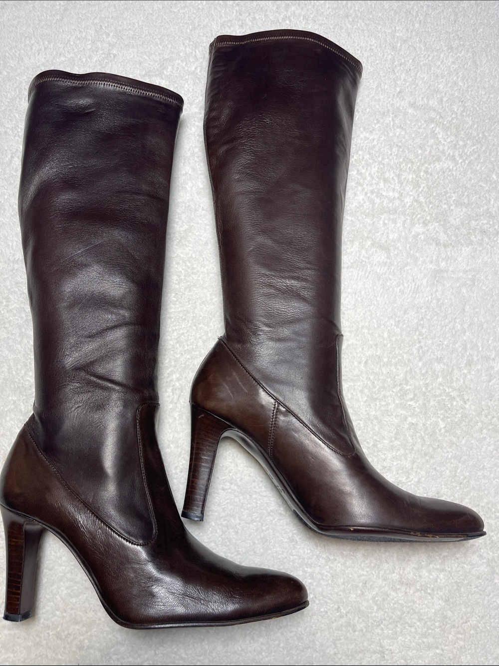 Cole Haan Dark Brown Leather Knee-High Heeled Boots Size 7.5